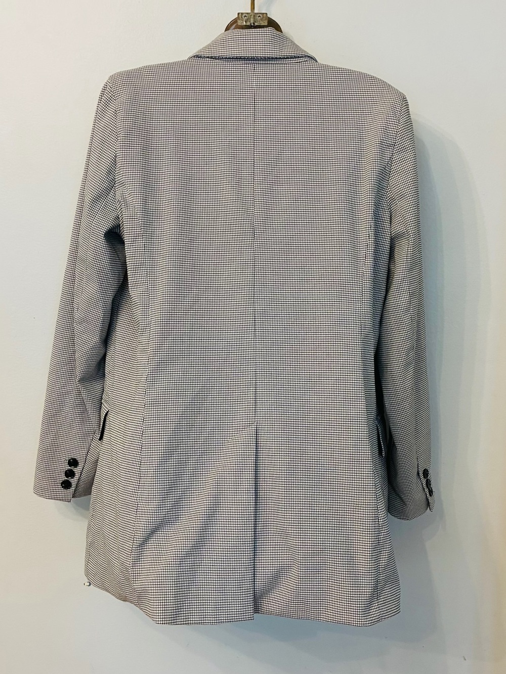 Rachel Zoe Houndstooth Double Breasted Oversized Blazer Black White Size M - Picture 3 of 5